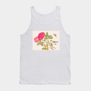 Red Headed Bird on Rose Branch (18th Century) Tank Top